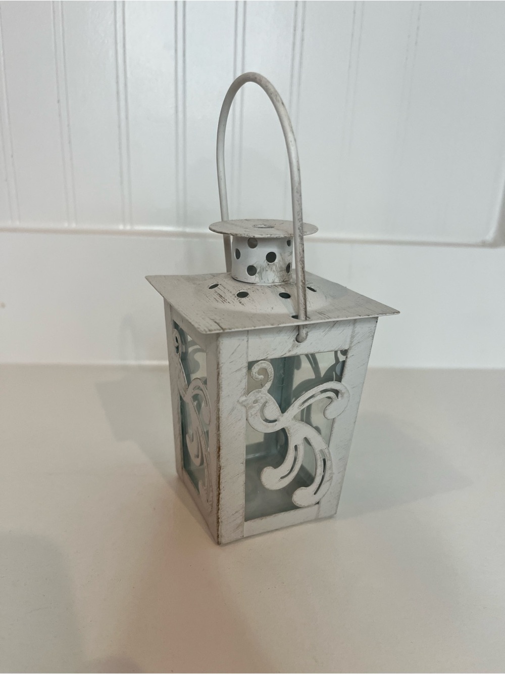 Vintage-Style White Decorative Lantern - Home Accents